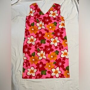 Aloha Authentic Vintage Hawaiian Midi Dress L Hibiscus Hot Pink 50s 60s wow